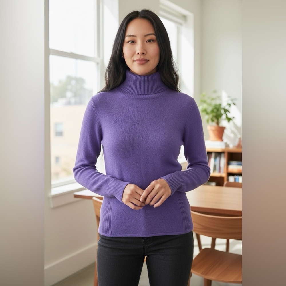 Kirkland Signature Cashmere Turtleneck Sweater Purple Size L